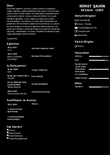 Ressam Cv Örnekleri cv indir